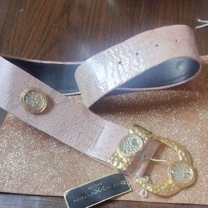 St Maarten Dallas '90s Vintage Blush Faux Snakeskin Leather Belt XS/S